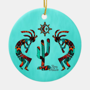 Zwei Kokoplelli spielen die Keramik Flute Ornament