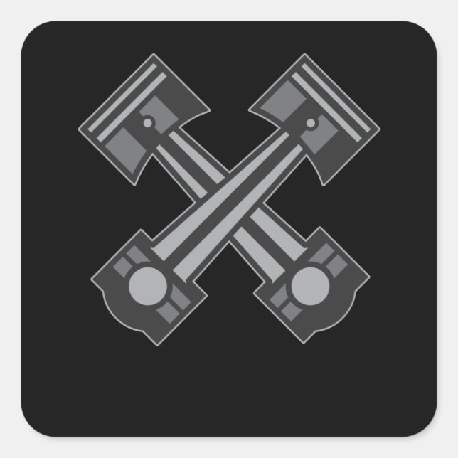 Zwei Kolben Auto Engineering Geschenk Quadratischer Aufkleber (Vorderseite)