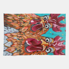 Zwei komische Rooster Geschirrtuch