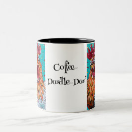 Zwei komische Rooster Zweifarbige Tasse