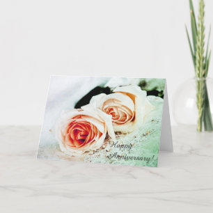 Zwei korallenempfindliche Rose - Jubiläum Karte