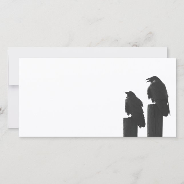 Zwei Krähen auf Pfosten (Vorderseite)