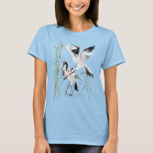 Zwei Krane in Bambus-Shirts T-Shirt