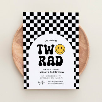 Zwei Krasse Schachbrett glücklich Gesicht 2. Gebur Einladung