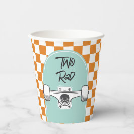 Zwei Krasse Skateboard Retro Orange Karo Pappbecher