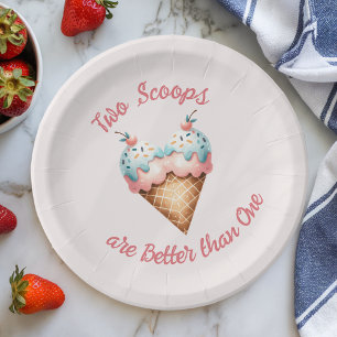 Zwei Kugeln Eis Zwillinge Baby Shower Pappteller