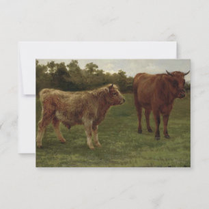 Zwei Kühe auf einem Feld stehend (von Rosa Bonheur Karte