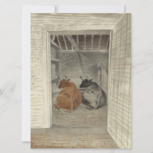 Zwei Kühe in einem Stabil (von Eric Ravilious) Karte
