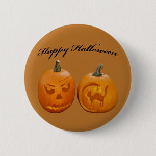 Zwei Kürbisse Frohes Halloween Button