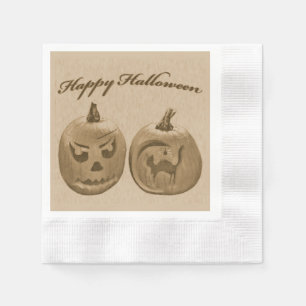 Zwei Kürbisse Frohes Halloween Serviette