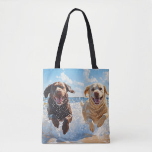 Zwei Labrador Retriever am Strand Tasche