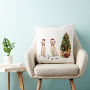 Zwei Labrador Retriever Lustiger Weihnachtshund Kissen