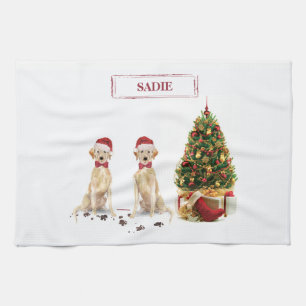 Zwei Labrador Retrievers Funny Christmas Dog Geschirrtuch