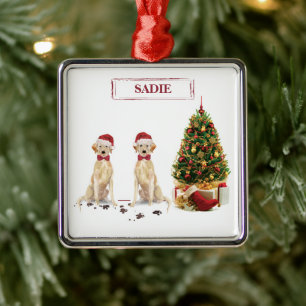 Zwei Labrador Retrievers Funny Christmas Dog Ornament Aus Metall