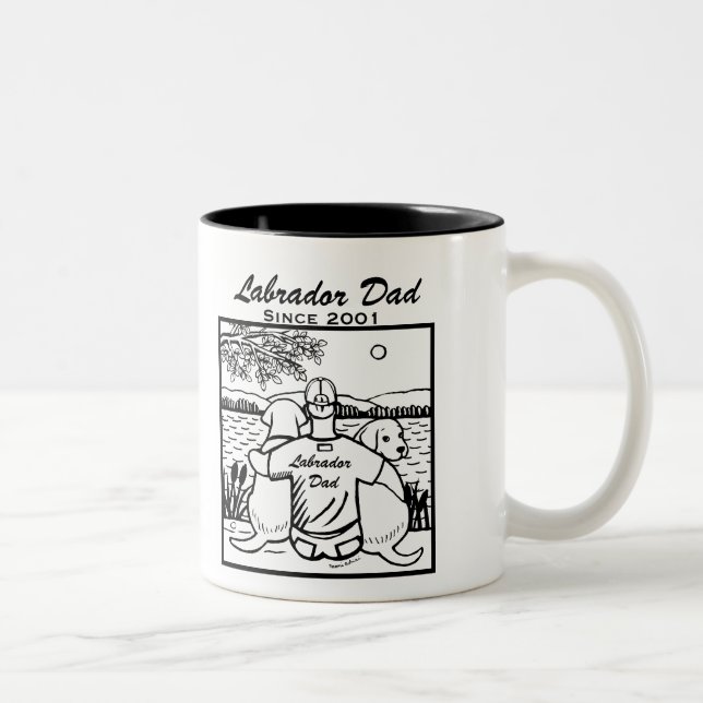 Zwei Labradors und Vater Zweifarbige Tasse (Rechts)
