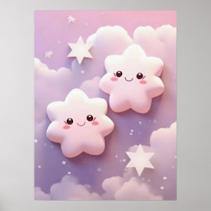 ZWEI Lächelnde Sterne in Dreamland Poster
