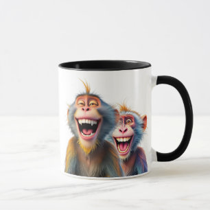 Zwei lachende Affen sind zu lustig. Tasse