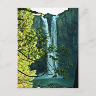 Zwei lange Wasserfälle fließen zusammen Postkarte