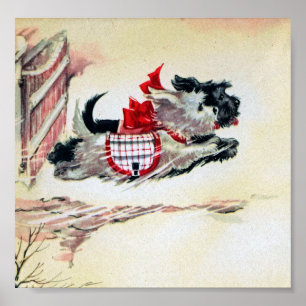 Zwei laufende Scotties Poster