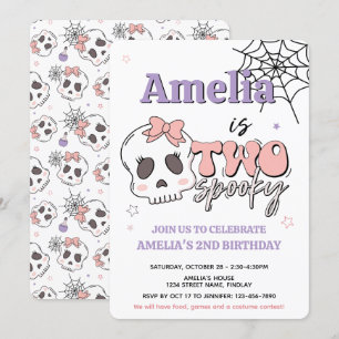 Zwei leckere Niedliche Pink Halloween Geburtstagsp Einladung