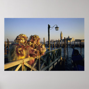 Zwei Leute in den Karnevals-Masken, Venedig Poster