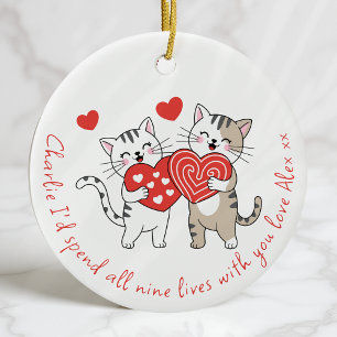 Zwei Lieben Katzen Jubiläum Valentine Couple Keramik Ornament