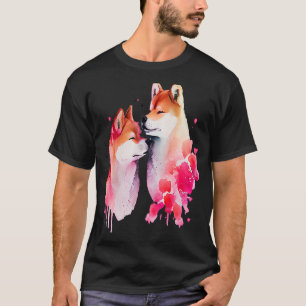 Zwei liebende Shiba Inus in der Liebe Herz Valenti T-Shirt