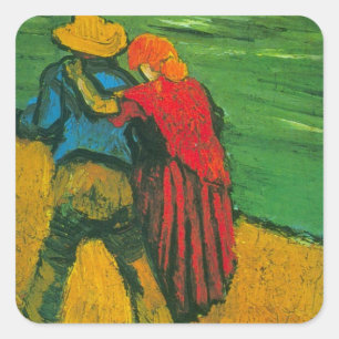 Zwei Liebende von Vincent van Gogh Quadratischer Aufkleber