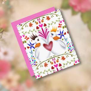 Zwei Liebesvögel Herz Blume Valentinstag