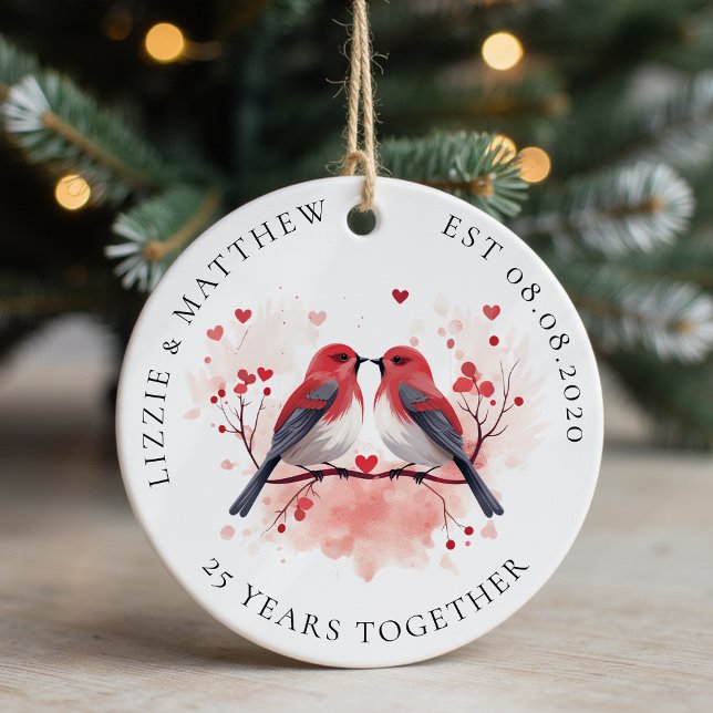 Zwei Liebesvögel Hochzeitstag Foto Keramik Ornament (Von Creator hochgeladen)