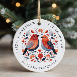 Zwei Liebesvögel Hochzeitstag Foto Keramik Ornament
