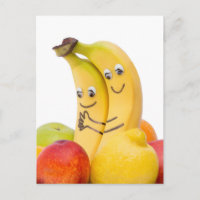 Zwei liebevolle Bananen mit Augen und Mund