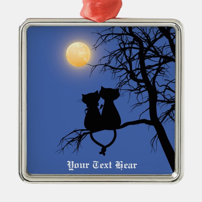 Zwei Liebhaber Cat Premium Square Ornament (Vorne)