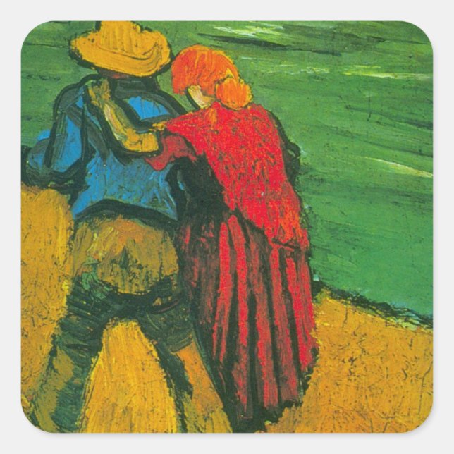 Zwei Liebhaber von Vincent van Gogh Quadratischer Aufkleber (Vorderseite)