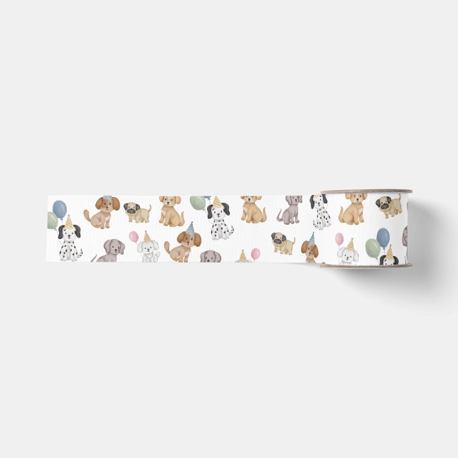 Zwei Ließ die Hunde aus Puppy Party Ribbons Ripsband (Vorderseite)
