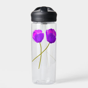 Zwei Lila Lilac Poppy Blume Illustration Trinkflasche