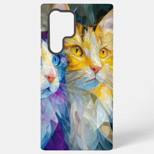 Zwei lila und gelbe Katzen Samsung Galaxy Hülle