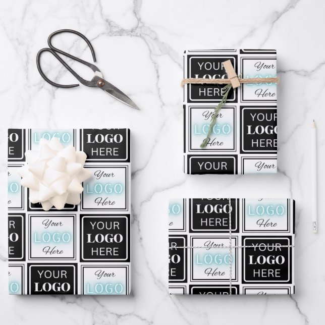 Zwei Logos Event White Simple Background Geschenkpapier Set (Vorderseite)