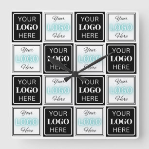 Zwei Logos Event White Simple Background Quadratische Wanduhr
