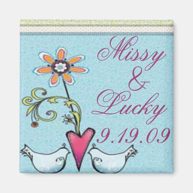 Zwei Lovebirds speichern das Date Magnet (Vorne)