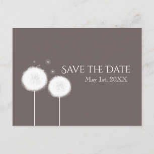 Zwei Löwenzahn Taupe Rustikal Land Save-the-Date Ankündigungspostkarte