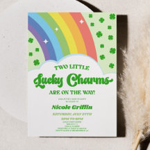 Zwei Lucky Charms Regenbogen Klee Twins Baby Dusch
