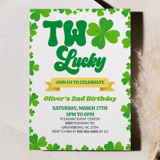 ZWEI Lucky St. Patrick's Day 2. Geburtstag Party Einladung