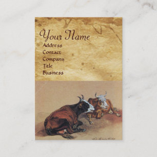ZWEI LYING COWS Parchment Visitenkarte