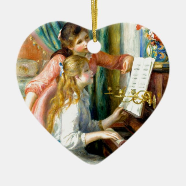 Zwei Mädchen am Klavier - Pierre Auguste Renoir Keramikornament (Vorne)