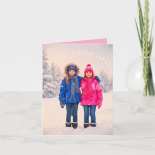 ZWEI MÄDCHEN KINDER IN SCHNEE SZENE WEIHNACHTS DES