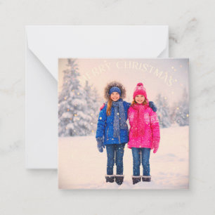 ZWEI MÄDCHEN KINDER IN SCHNEE SZENE WEIHNACHTS DES MITTEILUNGSKARTE
