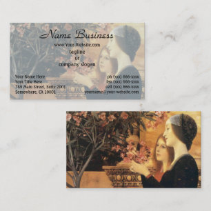 Zwei Mädchen mit einem Oleander von Gustav Klimt Visitenkarte