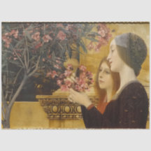 Zwei Mädchen & Oleander Bush von Gustav Klimt