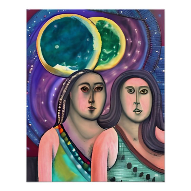 Zwei Mädchen unter dem Mond Poster (Vorderseite)